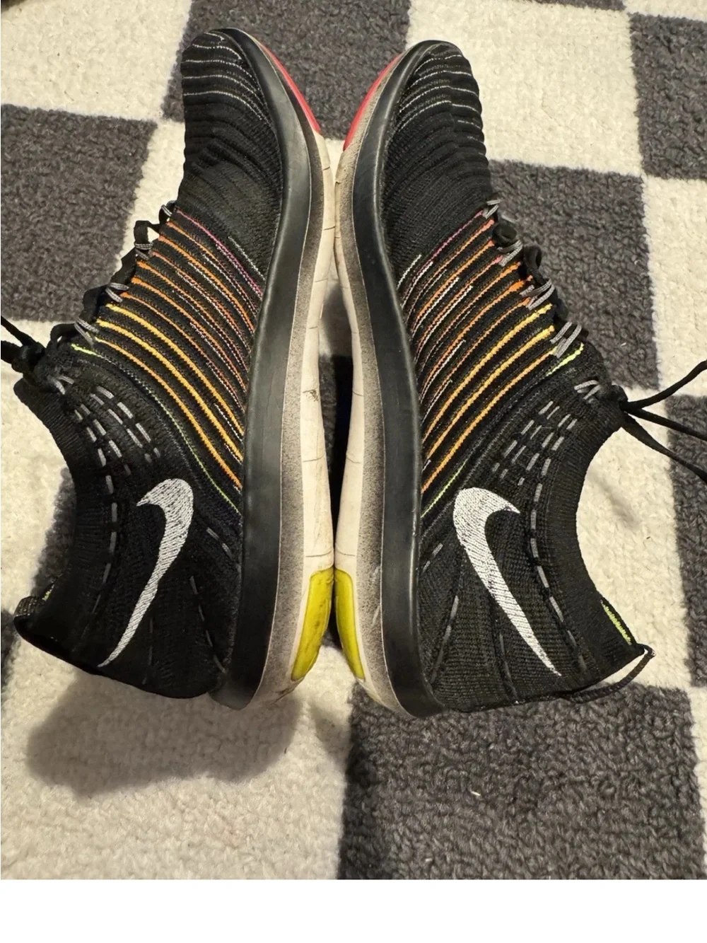 Nike Black Knit Sneakers with Orange-Yellow Gradient Insole - Picture 6 of 8